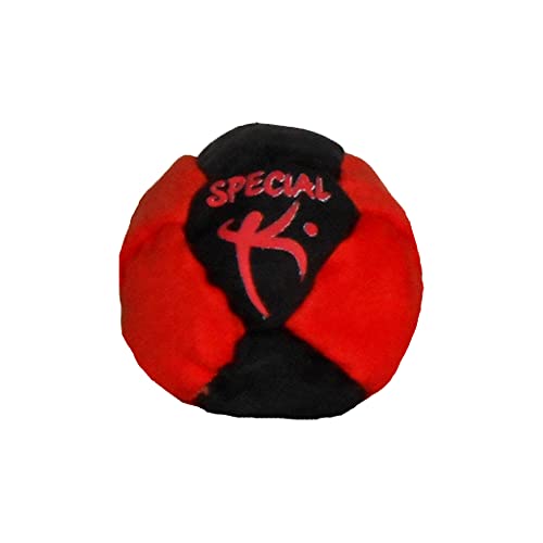 Dirtbag Special K Footbag, Stainless Steel Pellet Filled, Machine Washable, Premium Quality, 14 Panel Construction - Fluorescent Red/Black.