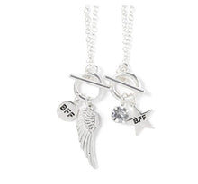 Load image into Gallery viewer, Set of 2 Pendant Necklaces - Star and Angel Wing Best Friends Toggle Charms
