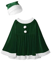 Load image into Gallery viewer, Haitryli 2Pcs Kids Girls Christmas Santa Claus Cosutme Sleeveless Cape Cloak Party Dress Xmas Hat Outfits Green 5-6 Years

