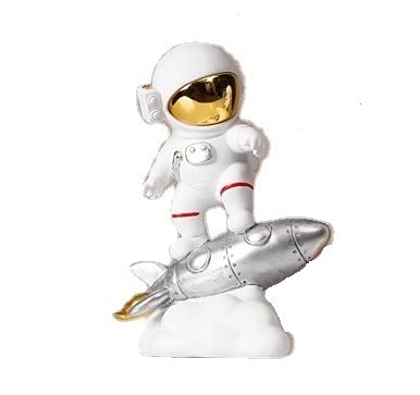 Ceramic Joe Astronaut Band Desktop Toys Home Office Car Decoration Creative Astronaut Dolls (Rocket - Silver)