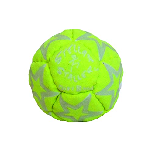 Stellar Staller Glow in The Dark 12-Panel Footbag Hacky Sack, Hand-Stitched, Synthetic Suede - Fluorescent Yellow
