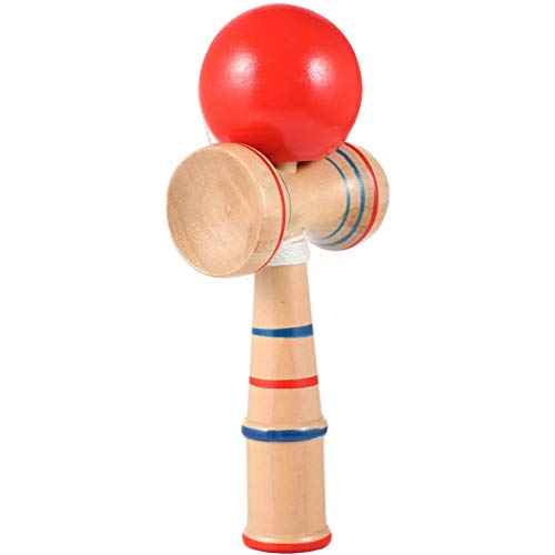 BESPORTBLE Kendama Wood Toy Mini Wood Catch Ball Cup and Ball Game Hand Eye Coordination Ball Catching Cup Toy for Children Kids Red