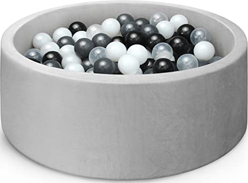 EDOSTORY Ball Pit, ? 2.75in 200 Balls Included, Memory Foam Ball Pits for Toddlers Soft Children Round Playpen 35 x 12 inch