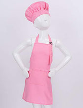 Load image into Gallery viewer, Mufeng Kids Children Kitchen Chef Costume Cooking Apron and Hat Set Cooking Baking Set Halloween Cosplay Costumes Pink 8-12
