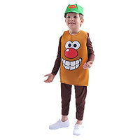 Quenny unisex children's potato style costumes,cosplay role-playing party stage costumes. (Smock+hat, Small(3-4Y))