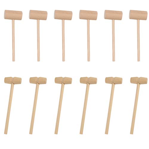 Hemoton Shellfish 50pcs Mini Wooden Hammer Mallet Pounding Toy Wooden Mallet for Breaking Heart Chocolate Heart Cute Beating Gavel Toys Educational Toy for Children (Log Color 1) Crab Eatting Tool