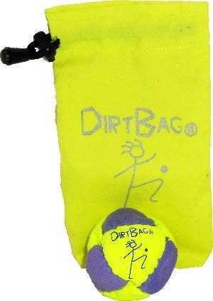 Dirtbag Classic Footbag Hacky Sack with Pouch, Flying Clipper Original Dirtbag with Signature Carry Bag - Fluorescent Yellow/Purple/Fluorescent Yellow Pouch.