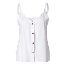 Load image into Gallery viewer, HIRIRI Women V Neck Button Down Tank Top Sleeveless Spaghetti Strap Camisole Loose Casual Summer Blouse White
