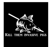 MDGCYDR Car Stickers Funny 16.5CmX9.9Cm Kill Then Invasive Pigs Car Sticker Slingshot Arrowhead Bowfish Carp Fish Decal Vinyl Black/Silver