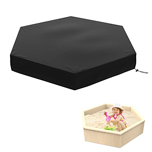 Sfcddtlg 55.1x43.3 Inch Sandbox Cover-Protective Cover for Sandbox with Drawstring-Waterproof Sandpit Cover for Home Outdoor Kids Toy Protection Tarpaulin Dustproof Accessories(Black-S)