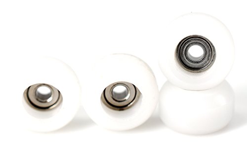 Teak Tuning CNC Polyurethane Fingerboard Bearing Wheels, White - Set of 4 Wheels - Durable Material with a Hard Durometer