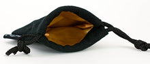 Load image into Gallery viewer, Classic Small Dice Bag - 3.75 inches x 4 inches with Drawstring tie - Perfect for up to 21 polyhedral dice (Gold Interior)
