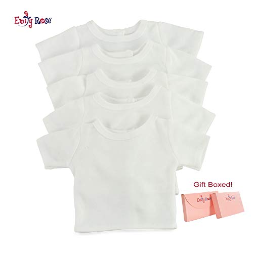 Emily Rose 18 Inch Doll Clothes for American Girl Dolls | Value 5 Pack Plain White Doll T-Shirts 18