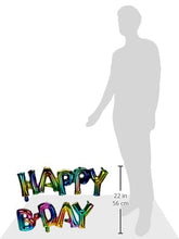 Load image into Gallery viewer, &quot;Happy Bday&quot; Letter Foil Balloon |10&quot; X 56&quot; | Rainbow Splash | 1 Ct
