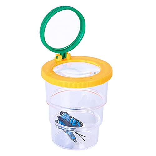RUIXIA 5X/8X Magnifying Bugs Catcher and Viewer Box Three Folding Critter Butterflies Observation Container Kids Science Nature Exploration Tools for Backyard Outdoor Camping Living Adventure Yellow