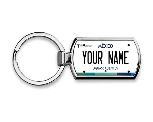 BRGiftShop Personalized Custom Name License Plate Mexico Aguascalientes Metal Keychain