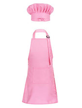 Load image into Gallery viewer, Mufeng Kids Children Kitchen Chef Costume Cooking Apron and Hat Set Cooking Baking Set Halloween Cosplay Costumes Pink 8-12
