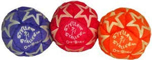 Load image into Gallery viewer, DirtBag Footbag Stellar Staller 3 Pack, Glow in The Dark 12-Panel Footbag Hacky Sack, Hand-Stitched, Synthetic Suede - Purple/Magenta/Orange
