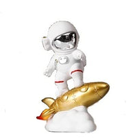Ceramic Joe Astronaut Band Desktop Toys Home Office Car Decoration Creative Astronaut Dolls (Rocket - Gold)