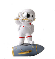 Ceramic Joe Astronaut Band Desktop Toys Home Office Car Decoration Creative Astronaut Dolls (Flute Player - Silver)