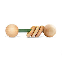 Wood Baby Rattle Teether by Homi Baby, Perfect Montessori Grasping Teething Toy for Babies, Handmade in The USA, Sealed with Organic Virgin Coconut Oil & Beeswax (Pine)