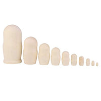 TOYANDONA 10 pcs Unpainted Russian Nesting Doll,Blank Nesting Dolls for Parent Child Activities DIY Your Nesting Own Doll