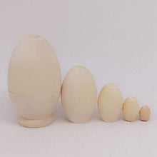 Load image into Gallery viewer, Healifty 5pcs DIY Unfinished Wooden Matryoshka Nesting Doll Unpainted Egg Babushka Russian Doll Blank Stacking Doll for Painting Crafts Party Favors Gifts
