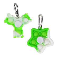 Load image into Gallery viewer, LGUIY 2pack Fidget Pop Spinners Fidget Toys Rainbow Keychain Toy Push Bubble Gift Toys Set Fidget Ring Poppers Anxiety Stress Reliever Autism Squeeze Toy for Kids Teens Adults (Green White 2pcs)
