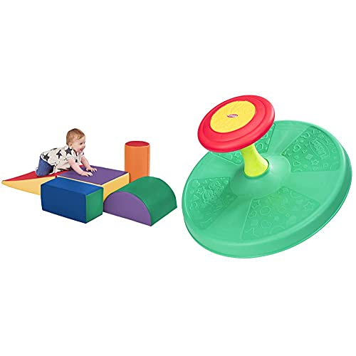 ECR4Kids - ELR-12683 SoftZone Climb and Crawl Activity Play Set, 5-Piece Set, Primary,Assorted & Playskool Sit n Spin Classic Spinning Activity Toy for Toddlers Ages Over 18 Months,Multicolor