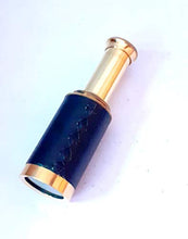 Load image into Gallery viewer, Colors Golden &amp; Black 6 Inch Lather Telescope - Antique Brass Spyglass Handcrafted Gift Item

