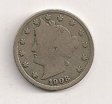 Load image into Gallery viewer, 1908 Good Liberty V Nickel
