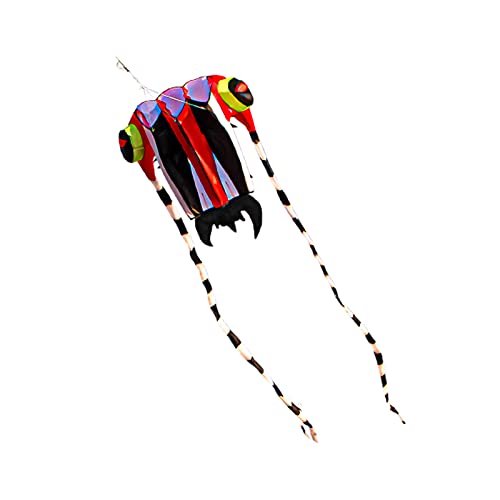 HEVIRGO Trilobita Kite,Colorful Trilobite, Easy Flyer Soft Kite, Long Colorful Tail,Large Rainbow Kite,Exquisite Waterproof Polyester Perfect for Beach or Park Outdoor Kids Adults Activities Red
