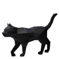 Papercraft World Black Cat Wall Art - 3D Puzzle Colored DIY Kits for Wild Animal Lovers - 100% Recycled Fortified Materials - Handmade Modern Minimalist Use Anywhere Decoration