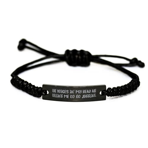 Gag Juggling Gifts, The Voices in My Head are Telling Me to Go Juggling, Inspire Holiday Black Rope Bracelet Gifts for Friends