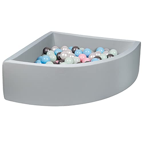 HUCOVIN Ball Pits 35.4x35.4x11.8in Baby Ball Pit with Removable Cover Foam Ball Pits for Toddlers Babies Balls NOT Included - Light Gray