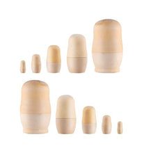 Load image into Gallery viewer, Toyvian Unpainted Russian Nesting Doll, 2 Sets 10pcs DIY Wooden Unpainted Matryoshka Dolls Crafts Russian Nesting Dolls Wood Peg Dolls Blank People Unfinished Wood Doll Bodies
