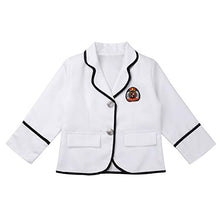 Load image into Gallery viewer, Doomiva Kids Girls 4PCS British School Uniform Cosplay Party Outfits Long Sleeves Jacket with Shirt Plaid Skirt Tie Set White 7-8

