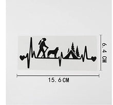 Load image into Gallery viewer, MDGCYDR Car Stickers Funny 15.6Cmx6.4Cm Girl Hiker Camping with Husky Dog Decal Vinyl Car Sticker Black/Silver
