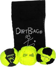 Load image into Gallery viewer, Dirtbag Pro&#39;s Footbag Hacky Sack 3 Pack with Pouch - Fluorescent Yellow
