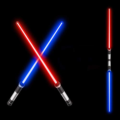 Beyondtrade 2-in-1 Lightsabers for Kids Anti-Breaking LED Light up Sword FX Dual Saber with Sound (Motion Sensitive) for Galaxy War Fighters Halloween Costume Accessories Xmas Presents