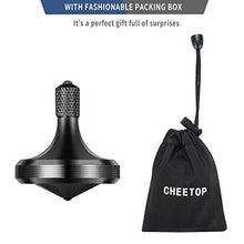Load image into Gallery viewer, CHEETOP Precision Metal Spinning Top, Well Made Stainless Steel Spin Long Lasting Exceed 8 Mins Desktop Gyro EDC Toy, Perfect Balance Easy to Use Kill Time Efficiently (Pro Max-Black)
