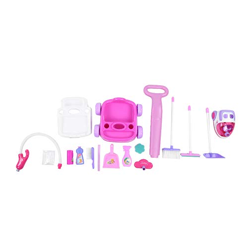 Plastic Cleaning Toy, Pretend Trolley Toy, Role Play Toy, Household Pink for Girls for Boys(Pink)