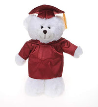 Load image into Gallery viewer, Plushland White Bear Plush Stuffed Animal Toys Present Gifts for Graduation Day, Personalized Text, Name or Your School Logo on Gown, Best for Any Grad School Kids 12 Inches(Red Cap and Gown)
