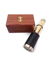 Load image into Gallery viewer, 6&quot; Brass Telescope with Wooden Box Vintage Mini Handheld Spyglass Nautical Marine Small Brass Telescope Pirate Navigation Collectible Pocket Spy Glass Ship Telescope for [Kids and Children]
