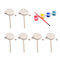 Exceart 8Pcs Unfinshed Wood Toys Wooden Rattle Toy Rattle Drum Toy DIY Painting Craft with Pigment and Pen for Kids Girl Child