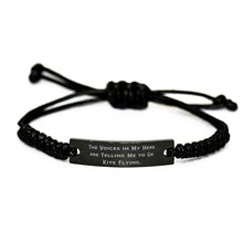Load image into Gallery viewer, Nice Kite Flying Gifts, The Voices in My Head are Telling Me to Go Kite Flying, Inspire Holiday Black Rope Bracelet from Men Women
