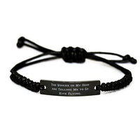 Nice Kite Flying Gifts, The Voices in My Head are Telling Me to Go Kite Flying, Inspire Holiday Black Rope Bracelet from Men Women