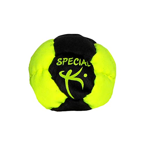 Dirtbag Special K Footbag, Stainless Steel Pellet Filled, Machine Washable, Premium Quality, 14 Panel Construction - Fluorescent Yellow/Black.