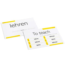 Load image into Gallery viewer, 200 German Verb Conjugation Present Tense Flash Cards - Full Examples in Both German and English
