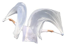 Load image into Gallery viewer, Winged Sirenny Single Piece 70&quot; Play Silk Scarf with Poi Ball, Colorful Silk Flag Ribbon Streamer, Belly Dance Practice VOI (White)
